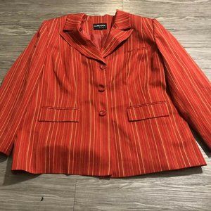Sag Harbor Wool Blazer Size 18 Womens Red Pin Stri
